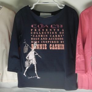 2008 Coach "Cashin Carry" Navy Tee T-shirt Medium
